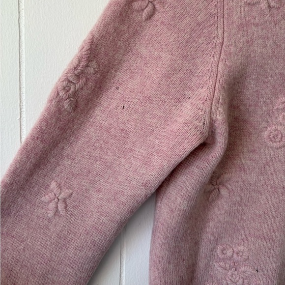 Eddie Bauer 100% Lambswool Pink Embroidered Cardigan | Size Medium - Picture 5 of 9